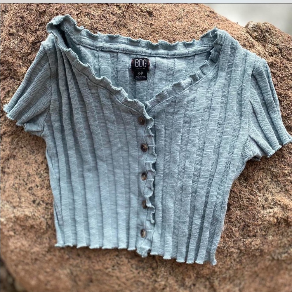BDG Ribbed Crop Button Top